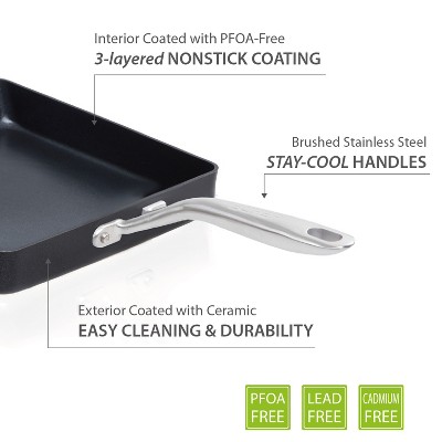 Onyx Black Nonstick Aluminum Tamagoyaki Pan with Stainless Handle