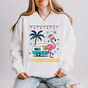 Simply Sage Market Ugly Sweater Flamingo Lightweight Garment Dyed Sweatshirt - 1 of 4