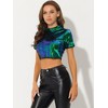 Allegra K Women's Sequin Crop Sparkle Glitter Short Sleeve Shinning T-Shirt - 3 of 4