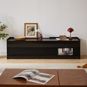 VYNXARIA Modern TV Stand,4 Drawer Design with Tempered Glass,Versatile for Any Decor Style,Black - 1 of 4