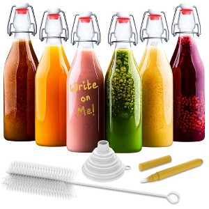 Nevlers Round Airtight Swing Top Bottles - Glass 17oz (Pack of 6) - 1 of 4