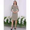 Hobemty Women's Tweed 3/4 Sleeve Lapel Collar Button Down Sheath Dress - 3 of 4