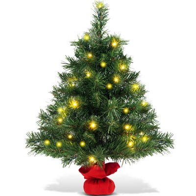 Costway 24'' Pre-Lit Tabletop Fir Artifical Christmas Tree Led Lights