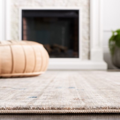 Ivory and Light Grey Hand-Knotted Synthetic 6' x 9' Rug