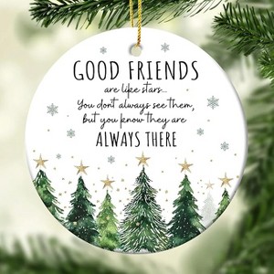 Lomsoe Friendship Gift Ceramic Friend Christmas Ornaments Thank You Gifts Friendship Gift on Bestie Birthday Christmas Tree Hanging Decor - 1 of 1