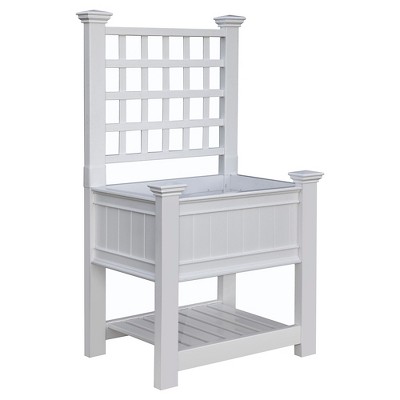 Kingsrow Rectangular Planter With Trellis - White - Vita