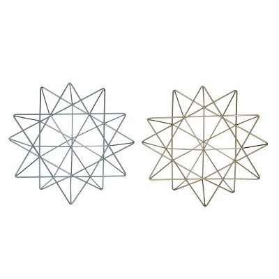 Transpac Metal 9 in. Multicolor Hanukkah Geometric Star of David Set of 2