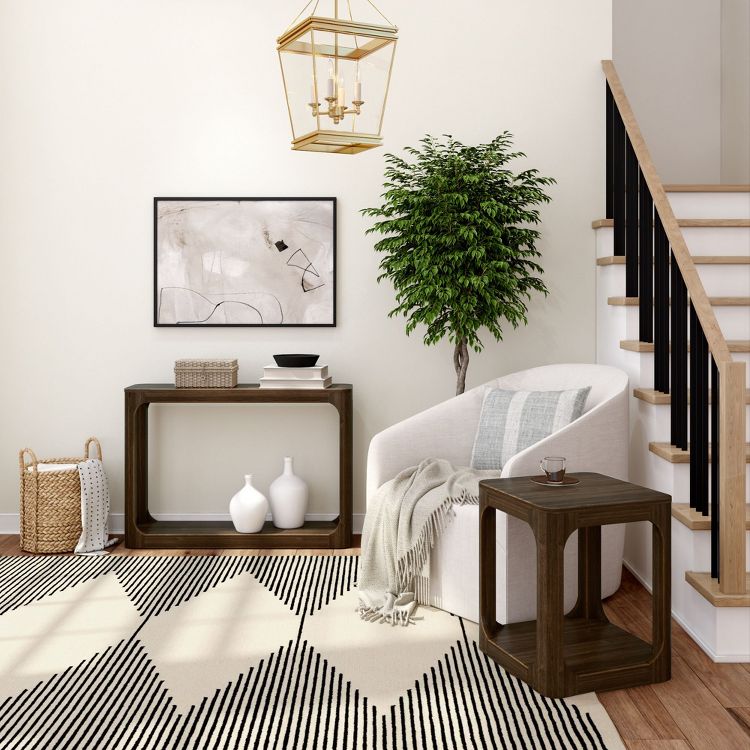 Plank+Beam 46" Forma Console Table, Solid Wood Rounded Edge Sofa Table with Storage Shelves, Narrow Entryway Table, 5 of 6