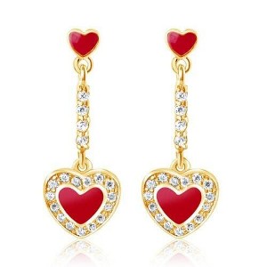 Chanteur Hypoallergenic Kids Jewelry Accessorie Heart Dangle CZ Rose Gold Brass Plating Stud Earrings Surgical Titanium Posts - 1 of 1