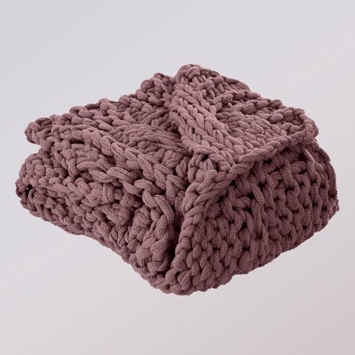 Rosewood Chunky Knit Cozy Acrylic Throw, 50" x 60"