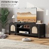 59" TV Stand with Rattan Doors, Adjustable Shelves, and 2-Tier Open Storage, Boho Wood Media Console for Living Room Entertainment - 3 of 4