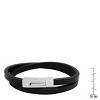 Steeltime Men's black leather wrap bracelet with stainless steel - 3 of 4