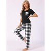INSPIRE CHIC Women's Plaid Soft Sleepwear Short Sleeve with Pants Pajama Sets - 2 of 4