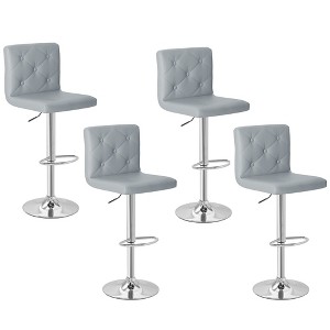 VECELO Set of 2/4 PU Leather Adjustable Bar Stools, Swivel Counter Chairs with Back - 1 of 4