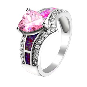 Majestic Heart Cz Promise Ring for Women Created Fire Opal Ginger Lyne Collection - 1 of 4