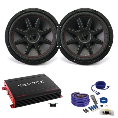 Kicker CVR104 10" Bundle with Crunch PX2000.1D 2000 Watt Max Mono Amp, Wire Kit