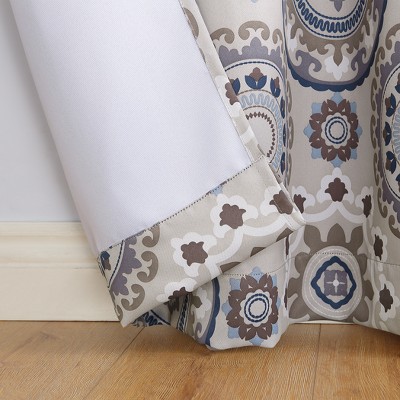 Nepal Global Medallion Print Blackout Linen Curtain Panel