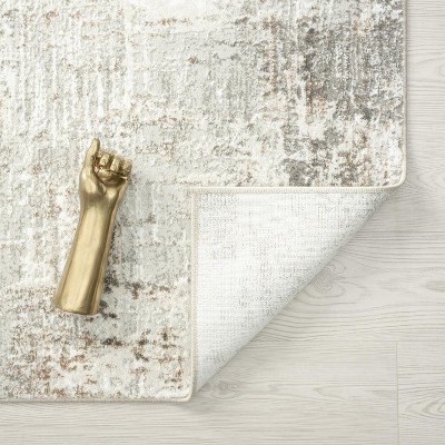 Beige Abstract 5' x 7' Synthetic Area Rug