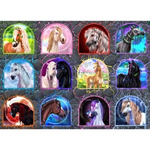Brain Tree - Magical Horses 1000 Piece Puzzles for Adults-Jigsaw Puzzles-With 4 Puzzle Sorting Trays- Random Cut - 27.5"Lx19.5"W - 1 of 4