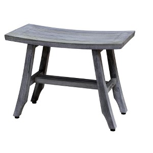 CoastalVogue® Satori® 24" Teak Wood Shower Bench in Antique Gray Finish - Target Plus Gray 24"L x 12"D x 18"H - 1 of 2