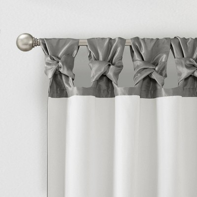 Charcoal Faux Silk Room-Darkening Tab Top Drapes