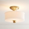 Minka Lavery Art Deco Ceiling Light Semi Flush Mount Fixture 13 1/2" Liberty Gold White Glass Drum Shade for Bedroom Kitchen House - 2 of 3