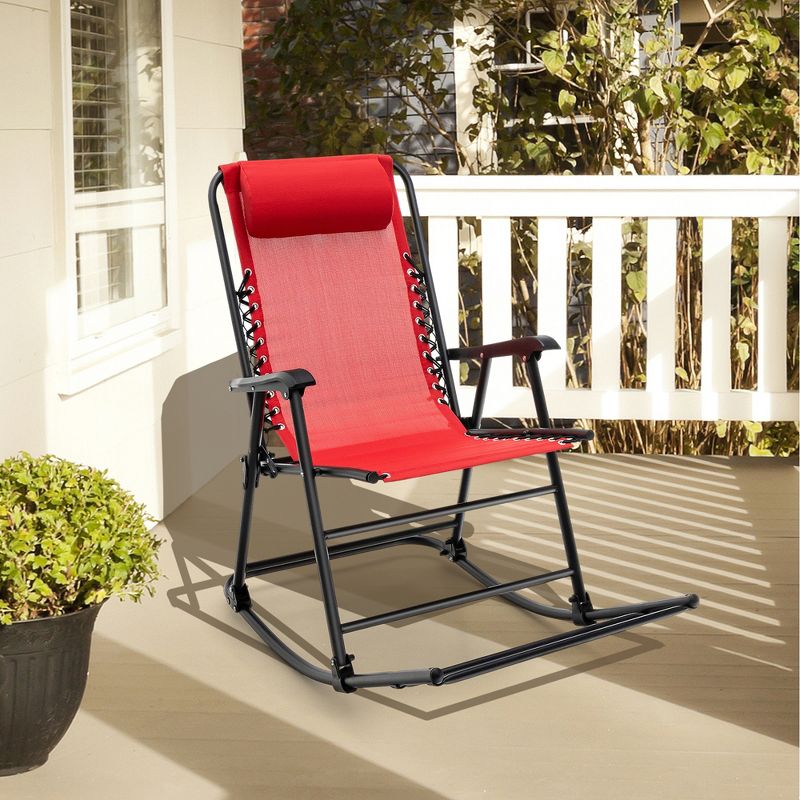 Tangkula 2PCS Patio Folding Rocking Chair Outdoor Portable Lounge Rocker, 4 of 10