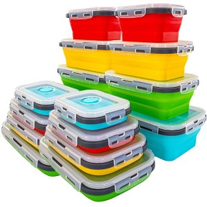 5 Star Super Deals Collapsible Stackable Food Storage Containers Silicone, Portable, Leak Proof, Airtight Lunch Boxes, & Space Saving 8pc - 1 of 4