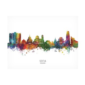 Trademark Fine Art Michael Tompsett 'Sofia Bulgaria Skyline Named' Canvas Art - 1 of 4