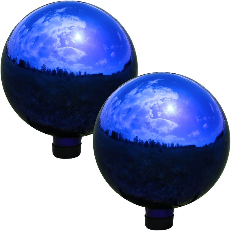 Sunnydaze Indoor/Outdoor Reflective Mirrored Surface Garden Gazing Globe Ball with Stemmed Bottom and Rubber Cap - 10" Diameter, 1 of 15