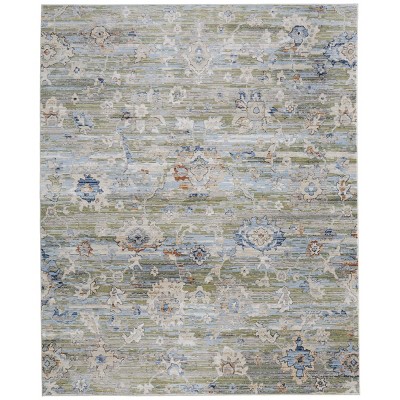 Melrose Traditional Floral & Botanical Green/Ivory/Blue Area Rug