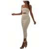 Nmoder Women Summer Casual Tube Dresses Strapless Backless Hollowed Striped Patchwork Long Dress Clubwear - 2 of 4