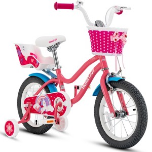 Gymax 14 Inch Kids Bike Children's Bicycle with Training Wheels & Storage Basket & Doll Seat & Handbrakes & Coaster Brake Adjustable Seat - 1 of 4