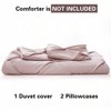 3 Piece Pink Queen Duvet Cover, Luxurious Pinch Pleated, 100 Microfiber, King Size, Zipper Corner Ties - 2 of 4