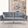 LOVMOR 72.5" Convertible Sofa Bed, Adjustable Velvet Sofa Bed - Velvet Folding Lounge Recliner - Reversible Daybed -Two Pillows and Center Leg - 2 of 3