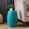 FONTOI End Tables Modern Round Shape Stylish with Geometric Cut-Outs, Perfect for Indoor Plant Display and Coffee Nook, Green, 20.91"*13.98"*13.9" - 3 of 4