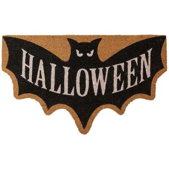 Northlight Natural Coir "Halloween" Bat Shaped Doormat 18" x 30"