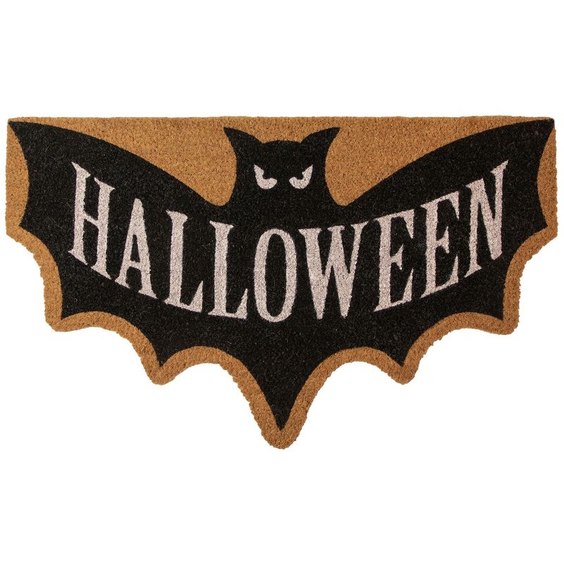 Northlight Natural Coir "Halloween" Bat Shaped Doormat 18" x 30", 1 of 4