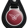Texas Woman's Unviversity Primary Logo Black Leather Keychain - 3 of 4