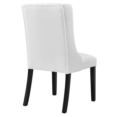 White Upholstered Leather Parsons Side Chair with Wood Frame