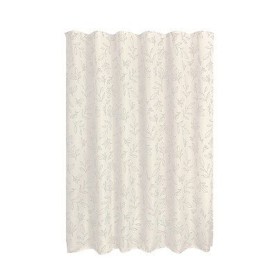 iDESIGN Leaves Shower Curtain: Botanical Pattern, Woven Polyester, Machine Washable, Buttonhole Top