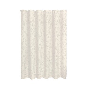 iDESIGN Leaves Shower Curtain: Botanical Pattern, Woven Polyester, Machine Washable, Buttonhole Top - 1 of 4