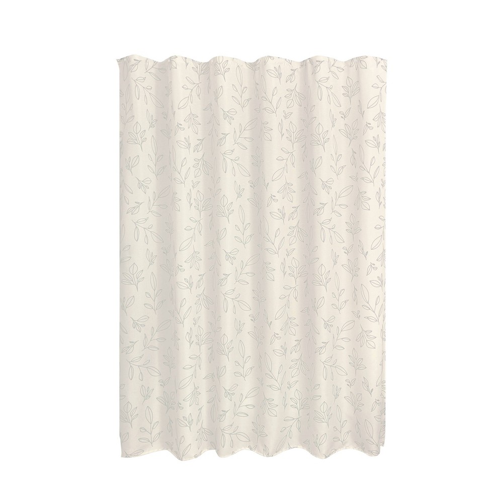 iDESIGN Leaves Shower Curtain: Botanical Pattern, Woven Polyester, Machine Washable, Buttonhole Top
