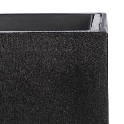 Minimalist Black Concrete Cubist Patio Planter, 31"x23"