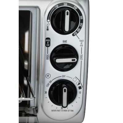 Proctor Silex Black and Silver 4-Slice Toaster Oven with Bake Pan