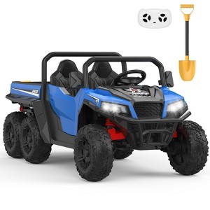 24V 4WD 6-Wheel Kids Electric Dump Truck, 2-Seater, 4×200W Motors, Remote Control, LED Lights, Music, Dump Bed - 1 of 4
