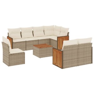 vidaXL Garden Sofa Set Beige, Cream White - 1 of 4