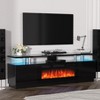 70'' Fireplace TV Stand with 36'' Firplace, Entertainment Center, 2 Tier TV Console Cabinet with Storage Cabinet, Electric Fireplace Heater - 3 of 4