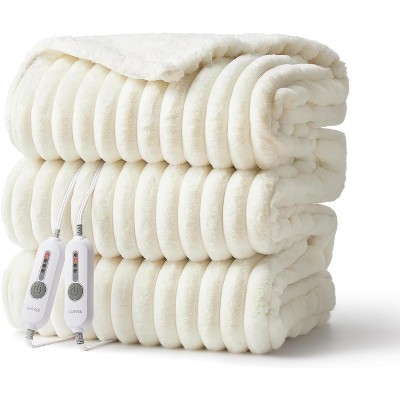 Heated Blanket Throw Cozy Faux Rabbit Fur Electric Blanket  with 4 Heat Settings, Auto Off, Machine Washable, ETL Certified,