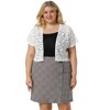 Agnes Orinda Women's Plus Size Short Sleeve Open Front Crochet Lace Allover Cropped Cardigan - 3 of 4